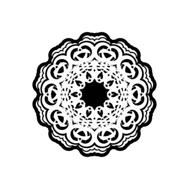 Klasik mandala logosu yuvarlak bir süs. Vektör illüstrasyonu.