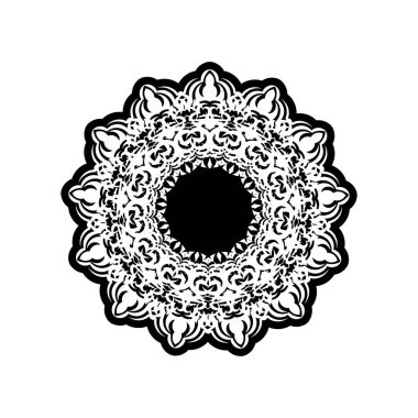 Klasik mandala logosu yuvarlak bir süs. Süslü, yuvarlak süsler. Alışılmadık bir çiçek şekli. Doğulu vektör, stres önleyici terapi örnekleri. Tasarım ögeleri örülüyor.