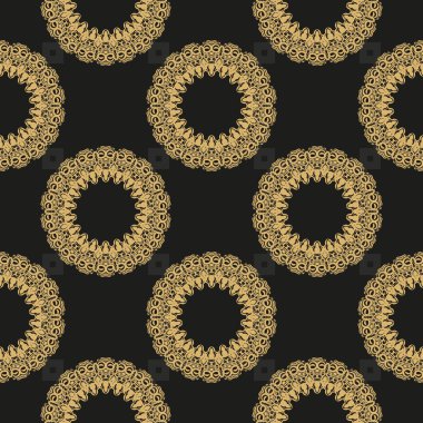 Çin siyah ve sarı soyut, kusursuz vektör arkaplanı. Eski tarz bir şablona sahip duvar kağıdı. Yerli çiçek elementi. Duvar kağıdı, kumaş, ambalaj için grafik süslemesi.