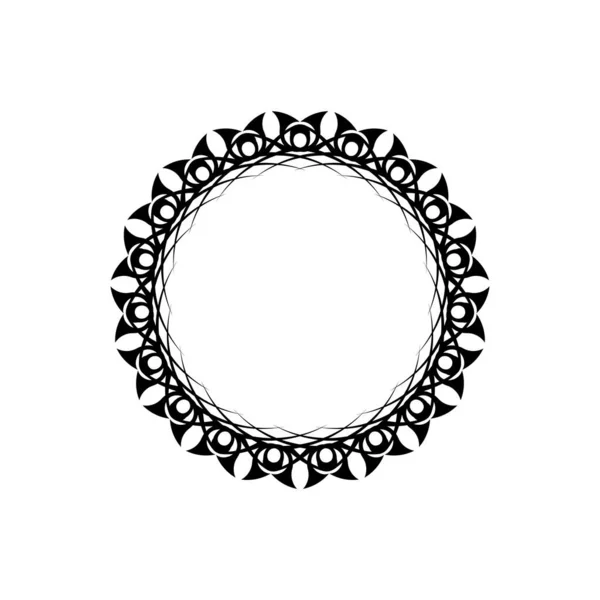 Ornement Rond Vintage Mandala Noir Blanc Forme Fleur Inhabituelle Oriental — Image vectorielle