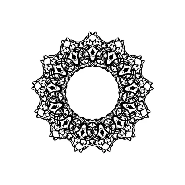 Indiai Mandala Logó Körkörös Dísz Elszigetelt Elem Tervezés Színezés Fehér — Stock Vector