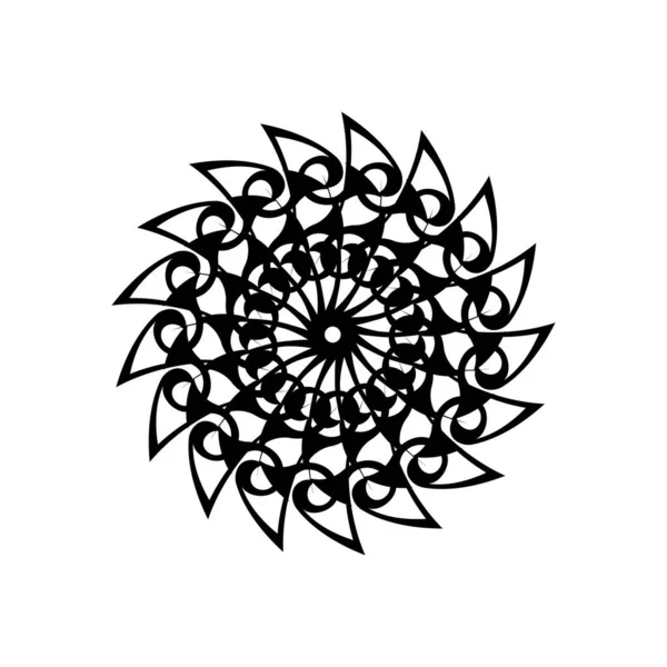 Indian Mandala Logo Circular Ornament Isolated White Background — Stock Vector