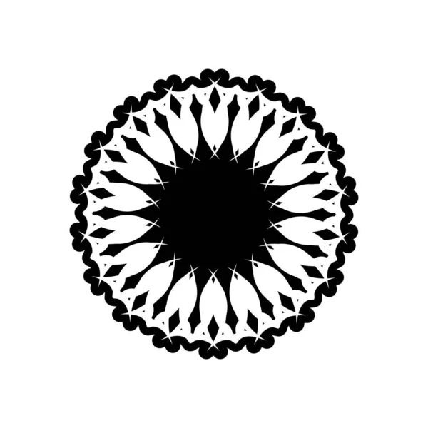 Индийский Логотип Мандалы Черно Белый Логотип Изолированный Элемент Оформления Окраски — стоковый вектор