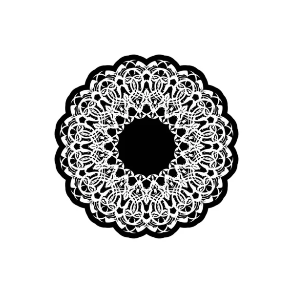 インドのマンダラのロゴ 黒と白のロゴ 織りのデザイン要素 ヨガのロゴベクトル — ストックベクタ