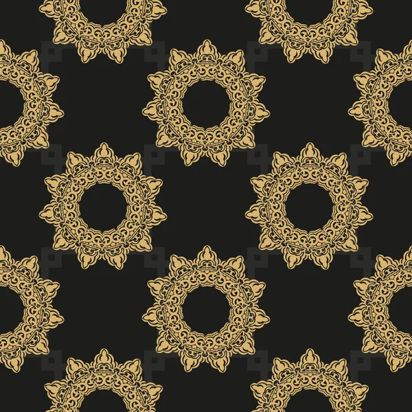 Chinese Zwarte Gele Abstracte Naadloze Vectorachtergrond Wallpaper Een Vintage Stijl — Stockvector