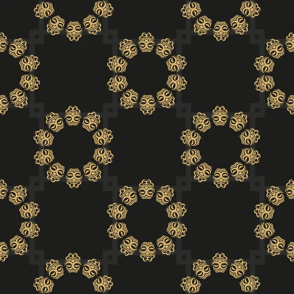 Chinese Zwarte Gele Abstracte Naadloze Vectorachtergrond Wallpaper Een Vintage Stijl — Stockvector