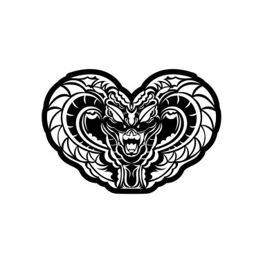 Maskeli ve yılan başlı Polinezya tarzı dövme.