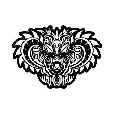 Yılan kafalı Polinezya tarzı dövme. İzole edilmiş. Vektör.