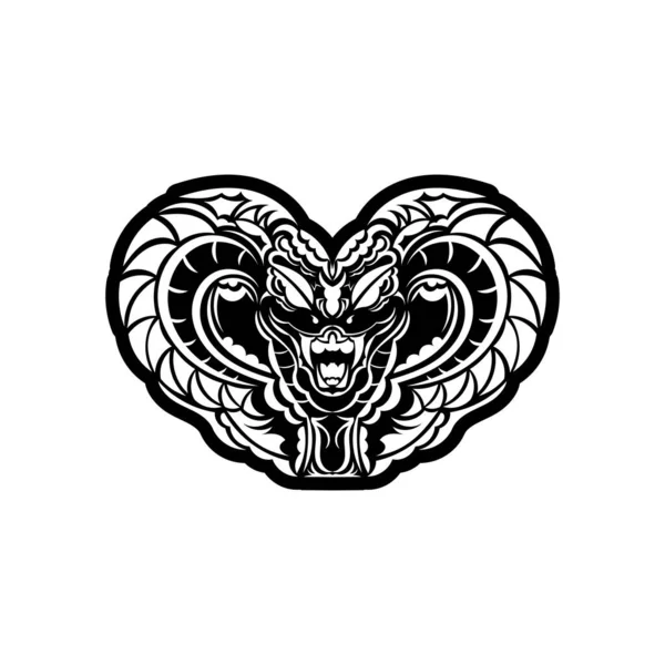 Polynéský Styl Tetování Maskou Hadí Hlavou — Stockový vektor