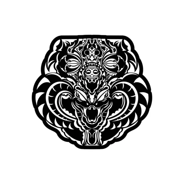 Татуировка Полинезийском Стиле Змеиной Головой Изолирована Вектор — стоковый вектор