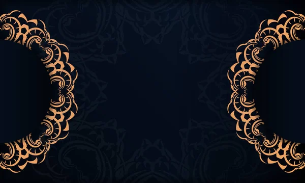 Dark Blue with luxurious vintage ornaments and space for text.