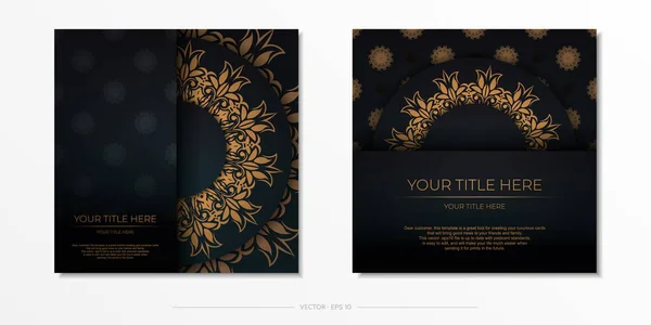 Modèle Carte Postale Vert Foncé Avec Ornement Mandala Indien Blanc — Image vectorielle