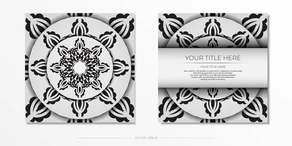 Luxuriöse Weiße Quadratische Einladungskartenvorlage Mit Abstrakten Vintage Ornamenten Elegante Und — Stockvektor