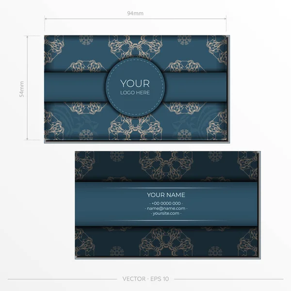 Preparing Business Card Blue Luxurious Light Ornaments Business Card Design — Vetor de Stock