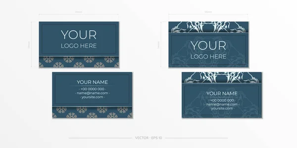 Vector Business Cards Blue Luxurious Light Patterns Business Card Design — Stock Vector