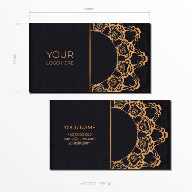 Konforlu altın desenli siyah kartvizitler. Klasik süslemeli kartvizit tasarımı.