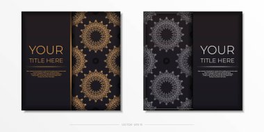 Lüks kartpostalları klasik desenli siyahla hazırlamak.