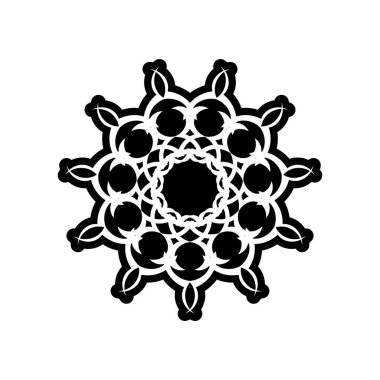 Antik Yunan yuvarlak anahtar deseni - daha dolambaçlı sanat, mandala siyah şekil