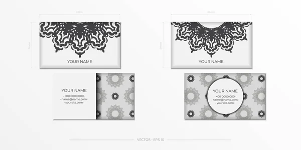 Vector Preparation Business Cards White Black Ornaments Template Print Design — Stock Vector