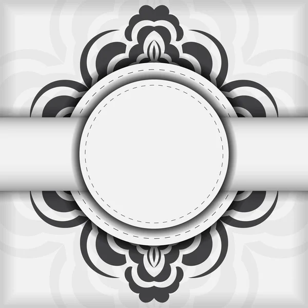 Розкішна Векторна Листівка Білі Кольори Індійськими Орнаментами Дизайн Карток Мандали — стоковий вектор
