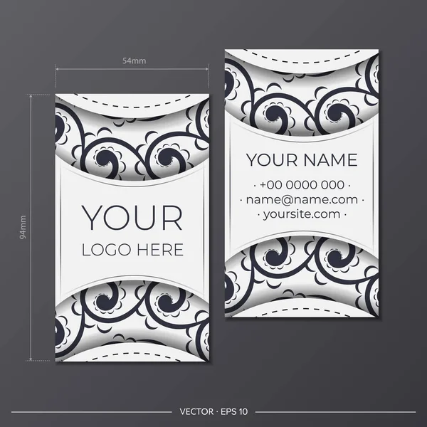 White Business Card Template Gorgeous Black Patterns Vector Ready Print — Stock Vector