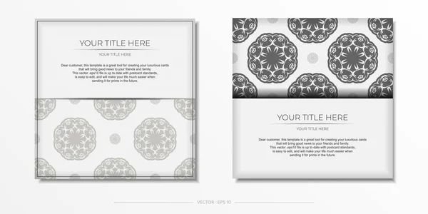 Luxurious Postcards White Abstract Patterns Vector Design Invitation Card Mandala — Stock Vector