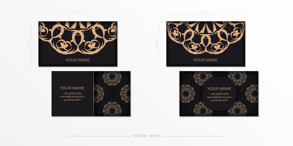豪華な装飾が施された黒の名刺の印刷デザインのためのテンプレート ヴィンテージパターンのベクトル名刺準備 — ストックベクタ