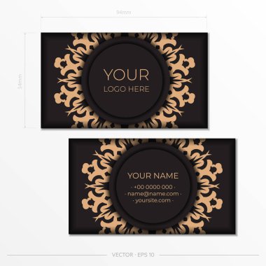 Lüks süslemeli siyah kartvizit tasarımı. Klasik desenli şık, şık kartvizitler..