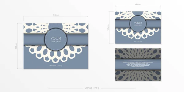 Conception Luxueuse Une Carte Postale Couleur Bleue Avec Des Motifs — Image vectorielle