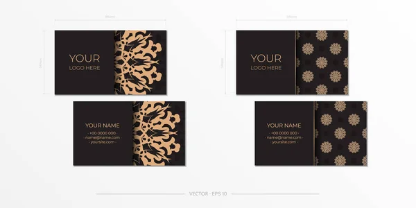 Conception Carte Visite Noire Prête Imprimer Avec Des Motifs Luxueux — Image vectorielle