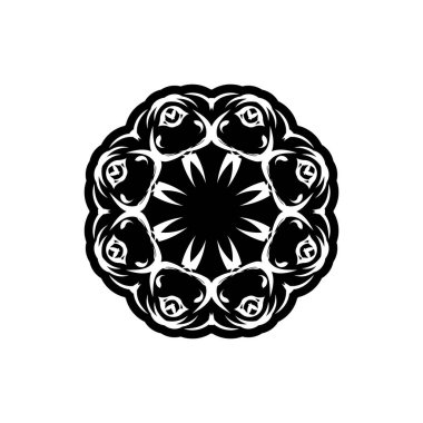 Bir daire şeklinde Viktorya tarzı vektör vintage desen. Tasarım için süslü eleman. Düğün davetiyeleri, tebrik kartları için süs kalıbı. Geleneksel kontrast dekor. Mandala.