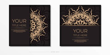 Klasik desenli davetiye hazırlama vektörü. Kartpostal deseni için Yunanca ile siyah renkli bir şablon.