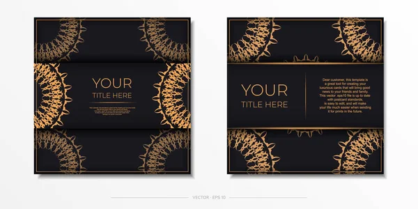 Modèle Vectoriel Élégant Pour Imprimer Carte Postale Design Couleur Noire — Image vectorielle