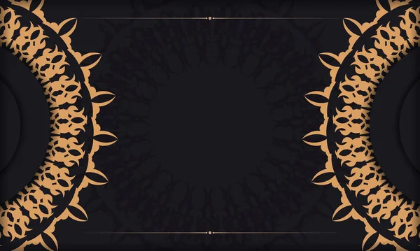 Шаблон Пригласительного Билета Винтажным Дизайном Черный Векторный Баннер Роскошными Орнаментами — стоковый вектор