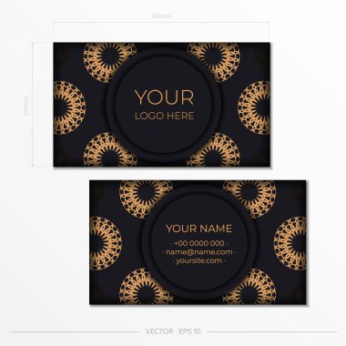Yunanistan 'da lüks şablonları olan, Siyah kart tasarımı yapmaya hazır. Klasik süslemeli kartvizit şablonu.