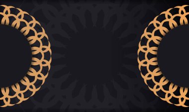 Lüks süslemeli davetiye tasarımı. Yunan lüks süslemeleri ile siyah arkaplan ve metin için yer.