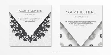 Lüks Yunan süslemeleri olan beyaz kartpostal tasarımı. Klasik kalıplı davetiye kartı şablonu.