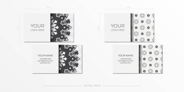 Eski model kartvizit hazırlama. Yunan lüks süslemeleri içeren vektör beyaz kart tasarımı.