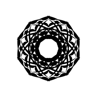 Avustralya halk sanatı beyaz arka planda siyah renkli boho süsü. Noktalı tek renkli mandala.