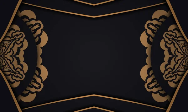 Banner Preto Com Ornamentos Luxuosos Lugar Para Seu Logotipo Modelo — Vetor de Stock