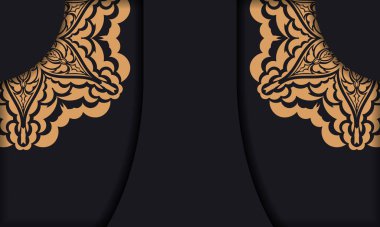 Logonuz için lüks süslemeleri olan siyah vektör pankartı.