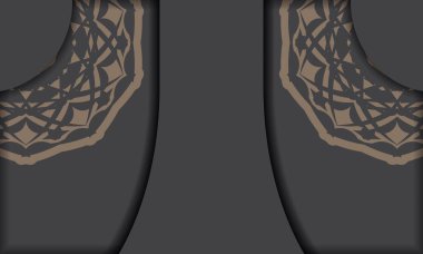 Gri arkaplan, lüks eski süsler ve metin ve logo için yer. Yunan süslemeleri ile baskıya hazır kartpostal tasarımı.