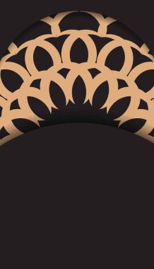 Metnin ve eski süslemelerin için davetiye kartı şablonu. Dikdörtgen kartpostal tasarımı siyah renkli ve lüks