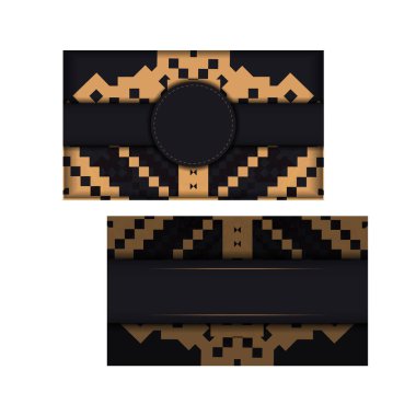 Metnin ve eski süslemelerin için davetiye kartı şablonu. Slovenya aksesuarlı siyah renkli bir kartpostalın vektör tasarımı.