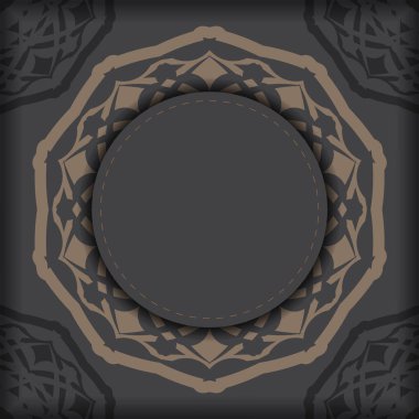 Metnin ve eski süslemelerin için davetiye kartı şablonu. Vektör, Yunan süsüsüyle tebrik kartı tasarımı yaptı.