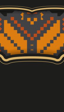 Sloven desenli siyah renkli, hazır kartpostal tasarımı. Metin ve vintage süslemeleriniz için yer içeren davet kartı şablonu.