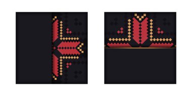 Slovenya desenli siyah baskı tasarım kartpostalları için lüks Şablon.