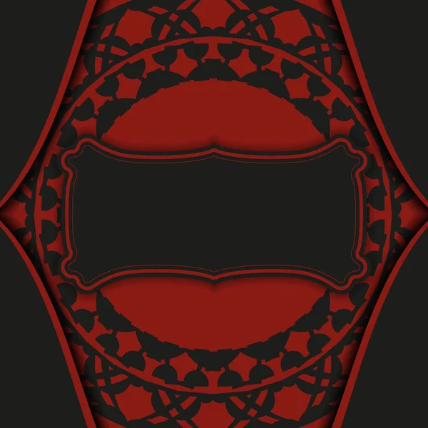 Diseño Postal Roja Negra Con Adorno Lujoso Diseño Tarjetas Invitación — Archivo Imágenes Vectoriales