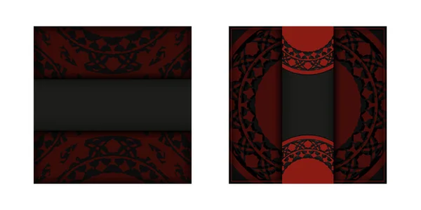Diseño Postal Roja Negra Con Adorno Lujoso Tarjeta Invitación Vectorial — Archivo Imágenes Vectoriales