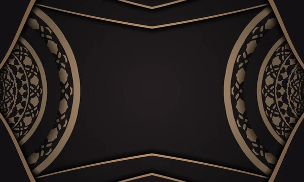 Чорний Векторний Прапор Розкішними Прикрасами Місцем Вашого Тексту Логотипу Шаблон — стоковий вектор